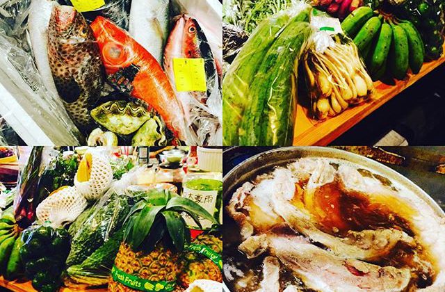 ブラッスリーピガール&六畳間️バカンスも終わり、沖縄から野菜やカラフルな、お魚さんたちが続々入荷️超〜レアなシャコ貝は限定6食️アグー豚、ソーキ、ラフテー、テビチも沖縄そばとともにご用意してまーす️間もなくオープンでーす️^_^